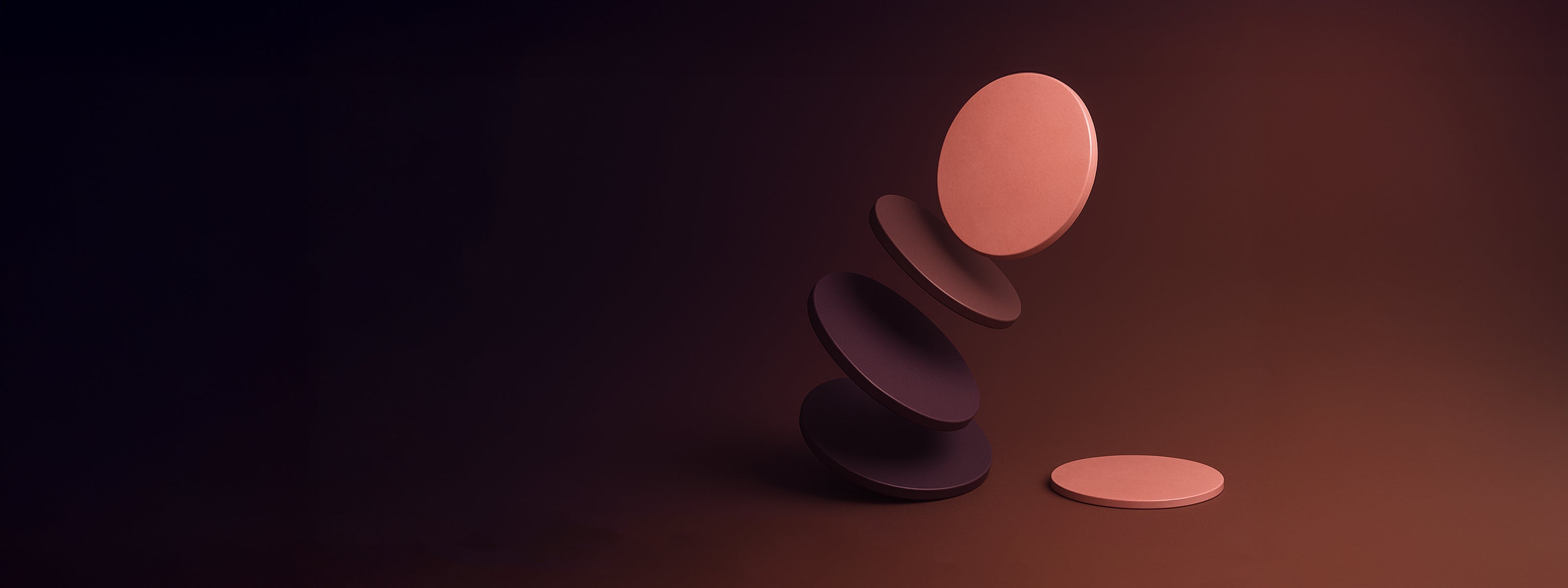 Slowforms pink and purple geometric shapes on a dark brown background